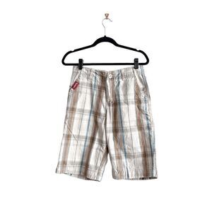 Levi's Mens Shorts Authentic Red Tab Plaid Pattern Zip Casual Multicolored Sz 31